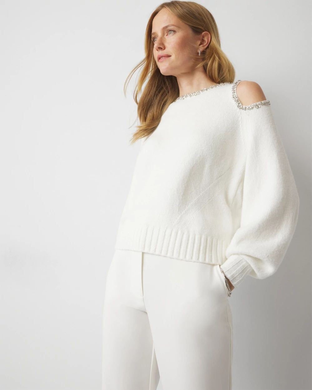 White cut out sweater hot sale